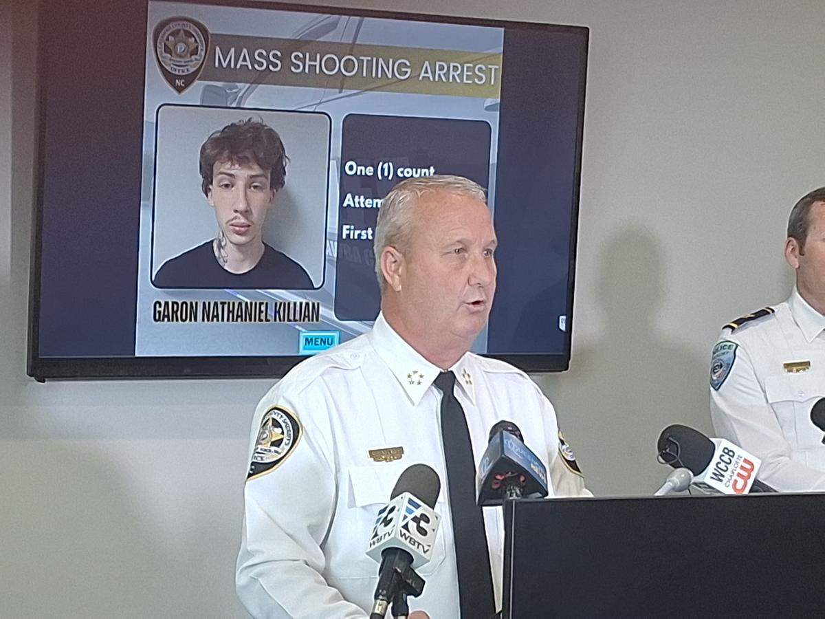 Catawba County Sheriff Don Brown speaks to reporters on Wednesday about the investigation into a mass shooting near Hickory.