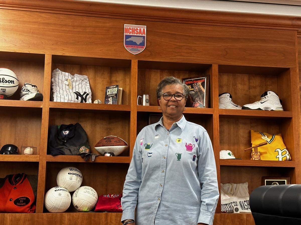 NCHSAA Commissioner Que Tucker photographed in her office in Chapel Hill.