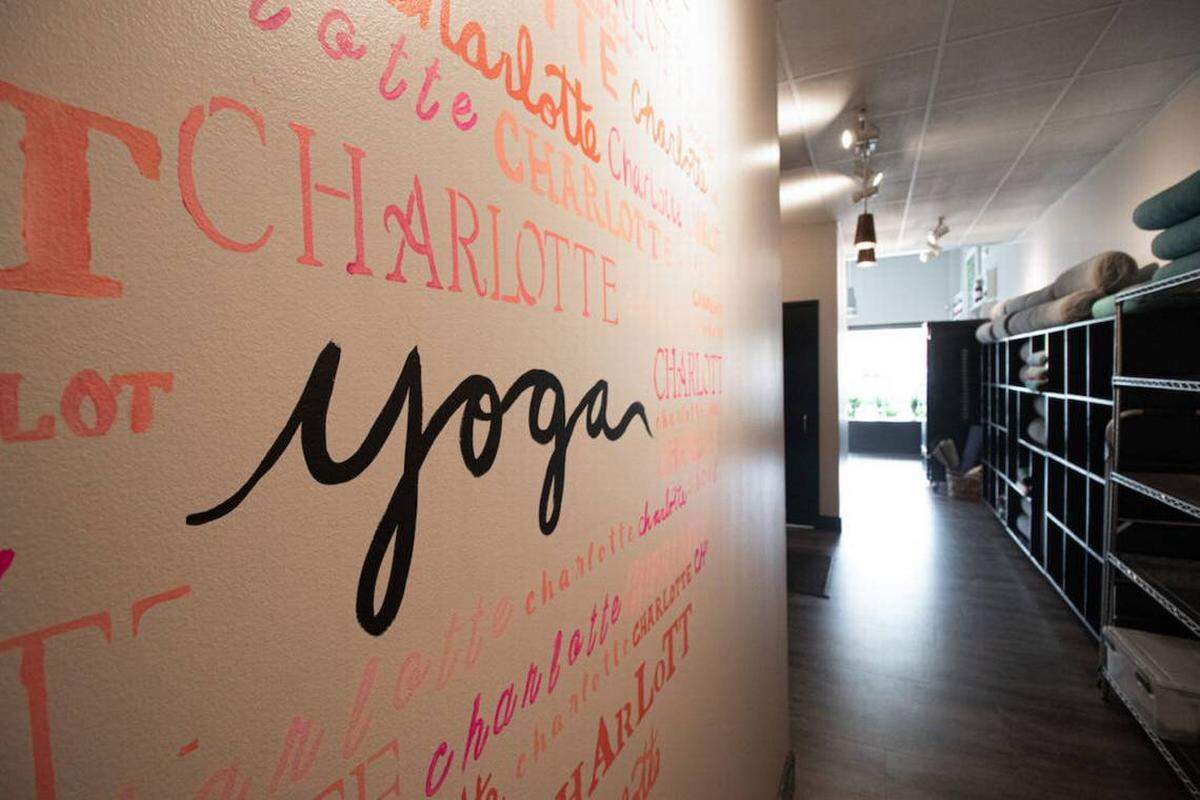 A mural by Meredith Riggins at Charlotte Yoga.
