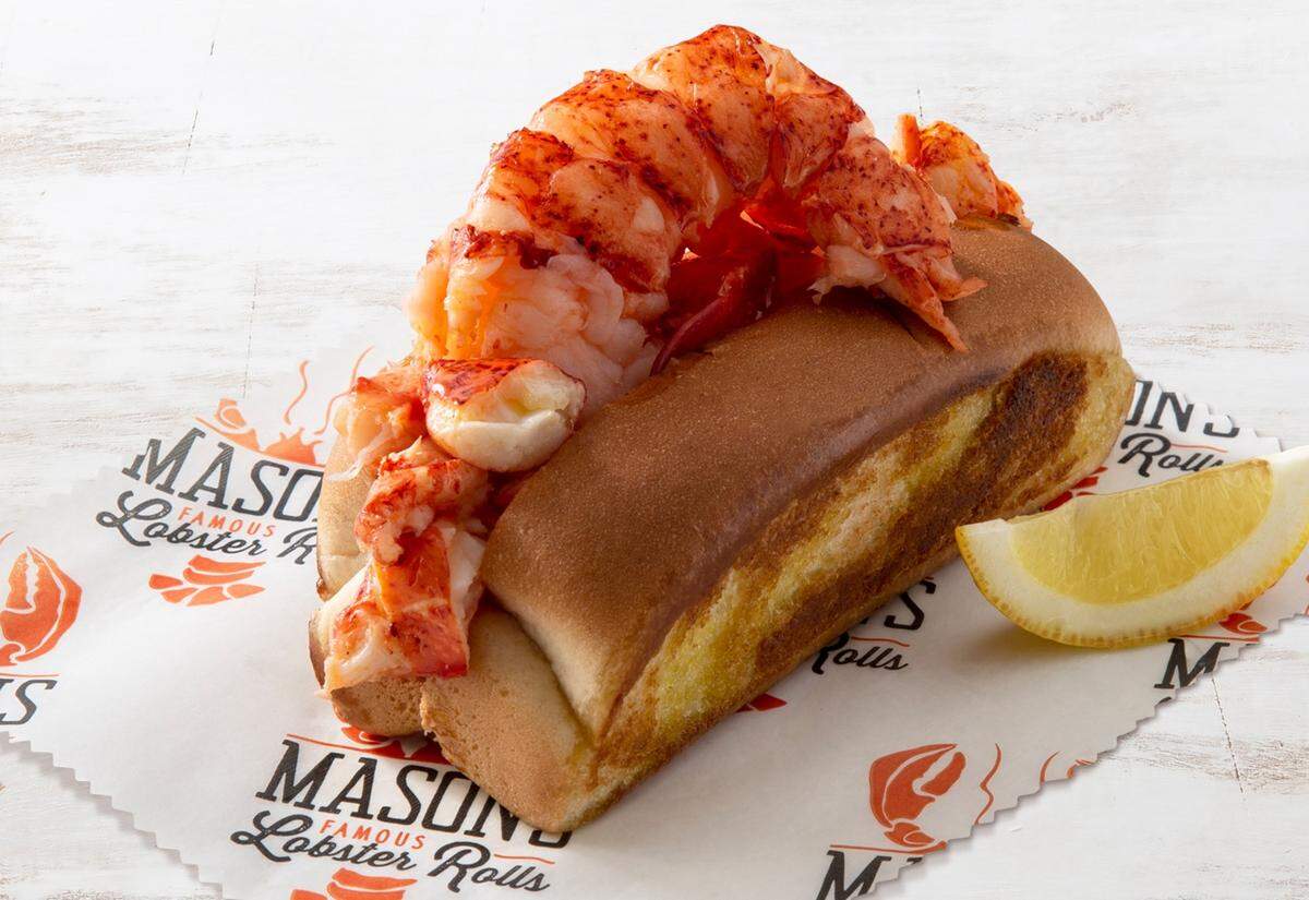 The Bar Harbor option at Mason’s Famous Lobster Rolls comes in your choice of style, loaded with 50% more lobster.