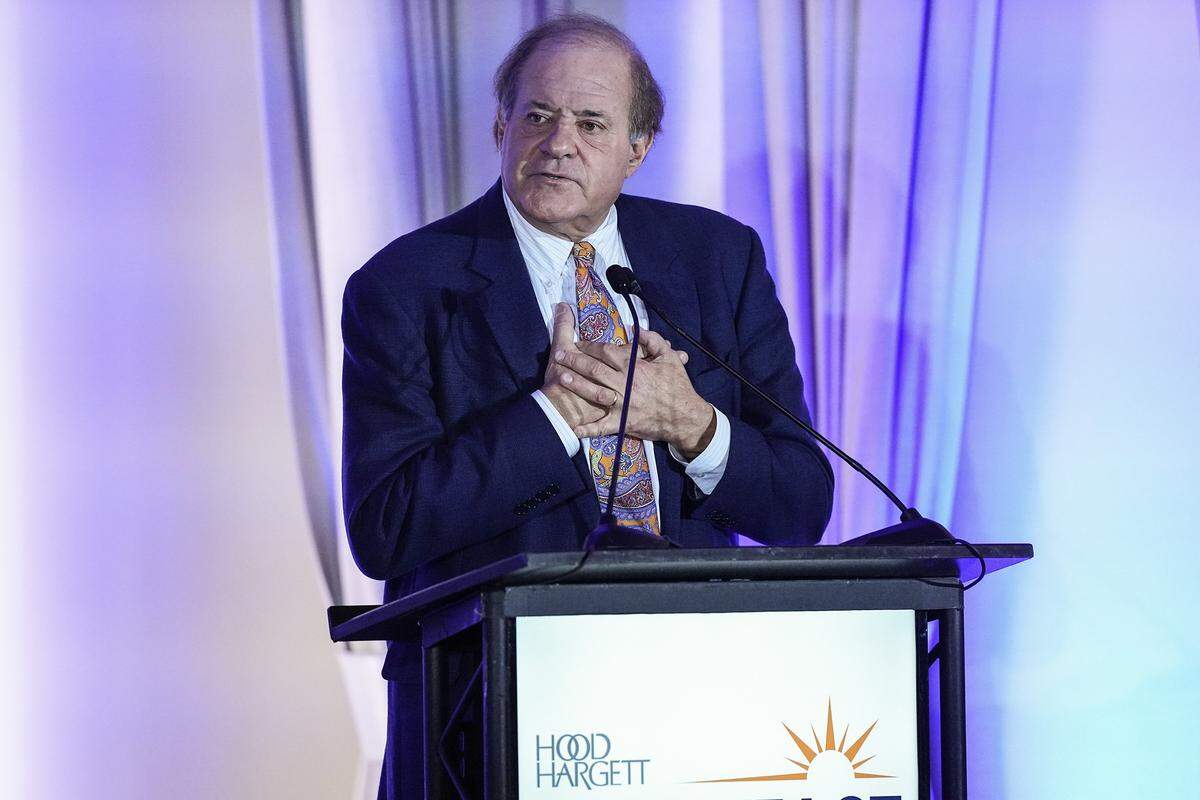 ESPN personality Chris Berman speaks to the Hood Hargett Breakfast Club on Thursday, Jan. 15, 2026, in Charlotte, North Carolina.