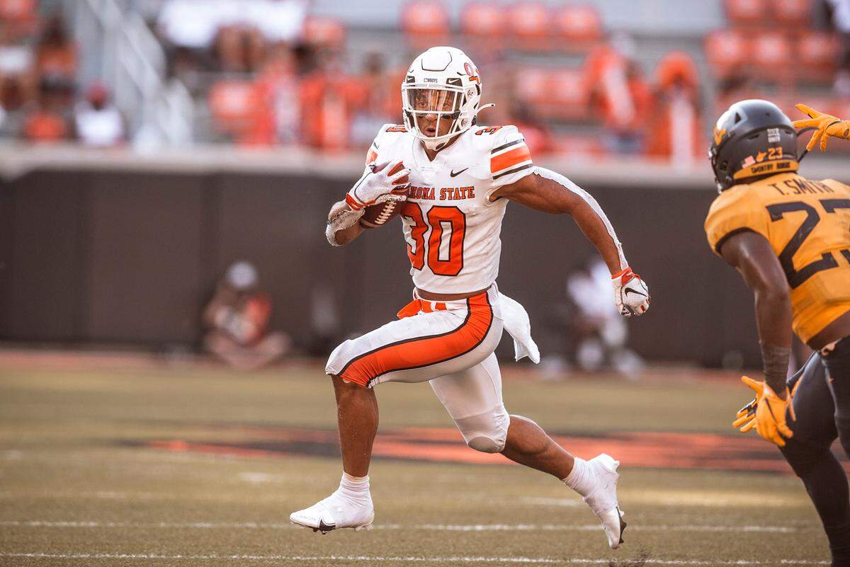 Image Taken at the Oklahoma State Cowboys vs West Virginia Mountaineers Football Game, Saturday, September 26, 2020, Boone Pickens Stadium, Stillwater, OK. Bruce Waterfield/OSU Athletics