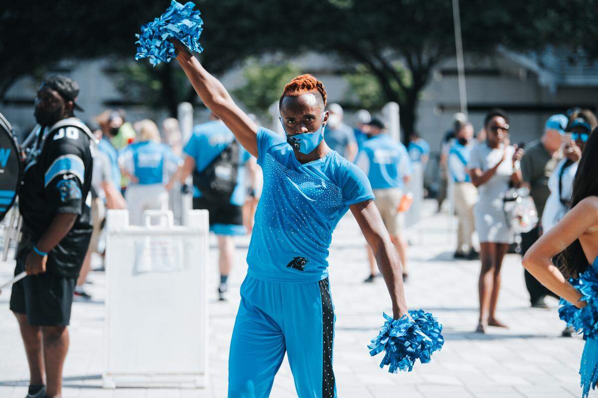 Melvin Sutton performs as a member of the TopCats during the PurrCussion tour outside of Bank of America Stadium on Sept. 12.