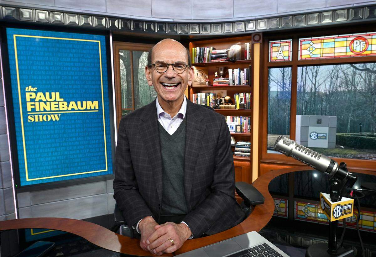 Paul Finebaum on Monday, shortly before he went on the air for four hours as host of “The Paul Finebaum Show” on ESPN’s SEC Network. The show originates from ESPN’s Charlotte studio in the Ballantyne area.
