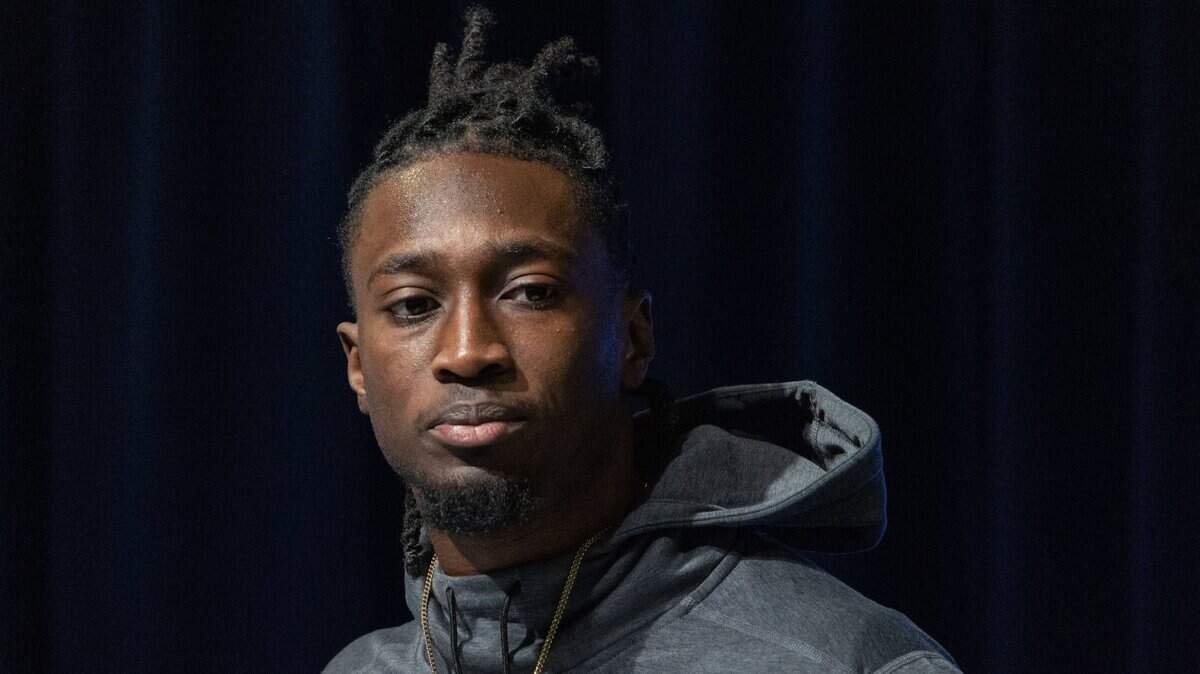 South Carolina defensive back Darius Rush speaks to the press at the NFL Combine at Lucas Oil Stadium.