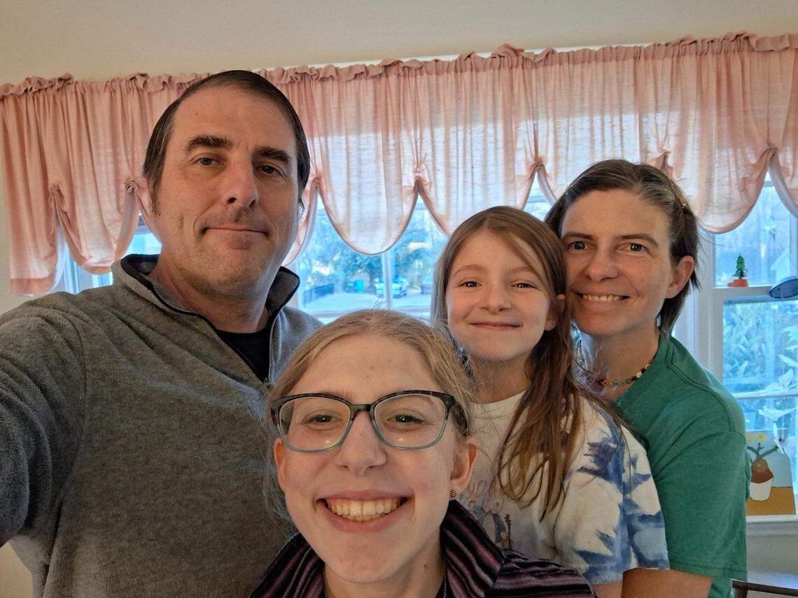 The Van Bruggen family. Margaret Van Bruggen, center, underwent the world’s first living mitral valve replacement surgery at Duke Children’s Hospital and Health Center in Durham.