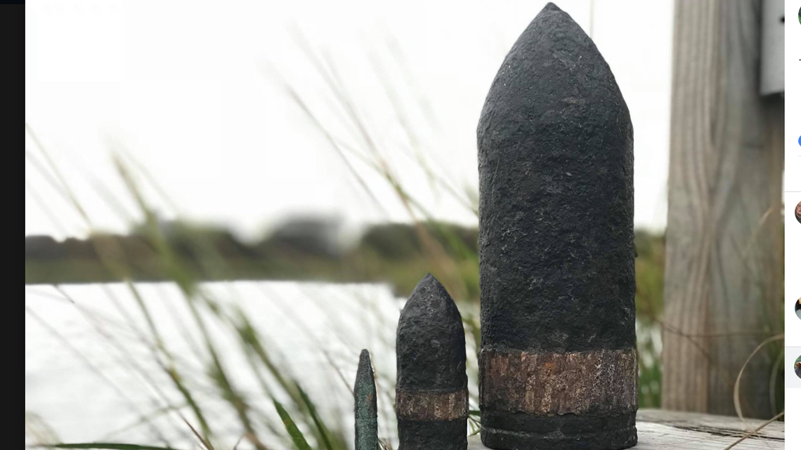 Some of the military weaponry discovered on a Topsail Island beach this weekend.