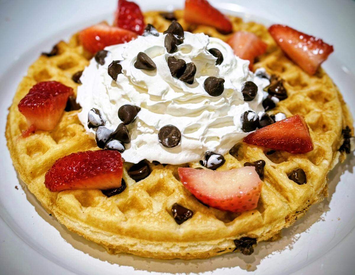 Strawberry waffle ($11) at FunkHeizer’s Diner in Mooresville