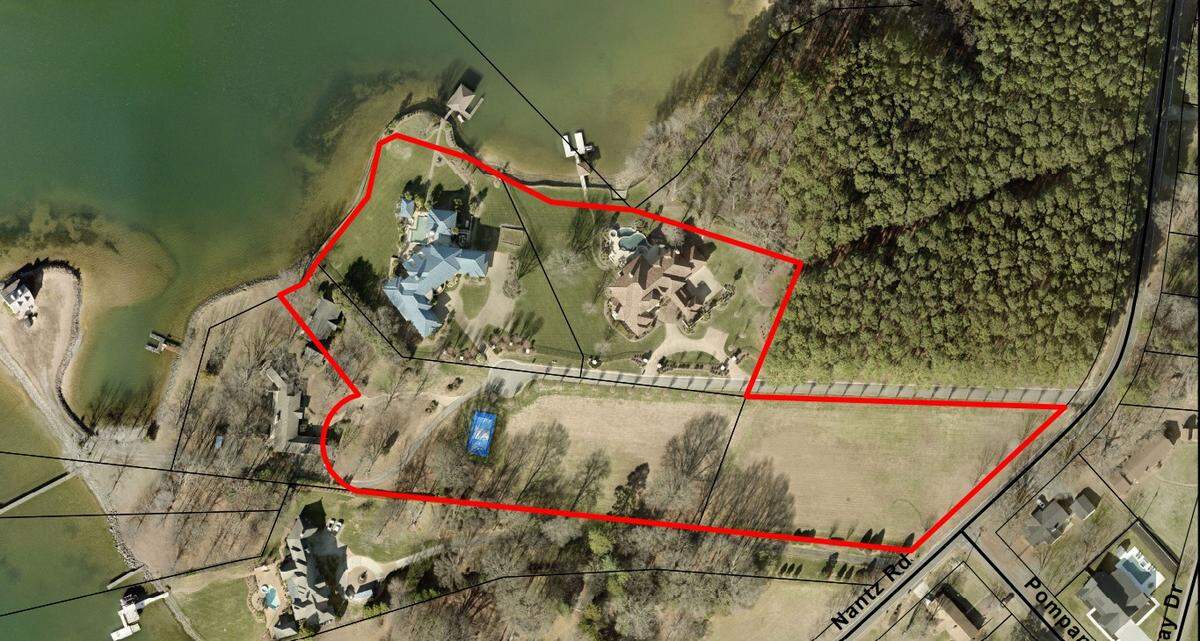 This aerial view shows the Griffin family’s property that overlooks Lake Norman on Nantz Road in Cornelius.