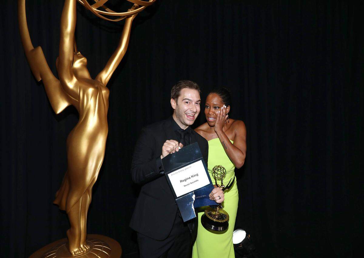 Mike Liotta with Regina King, right after she won an Emmy for outstanding lead actress in a limited series, movie or dramatic special for “Seven Seconds” in 2018.