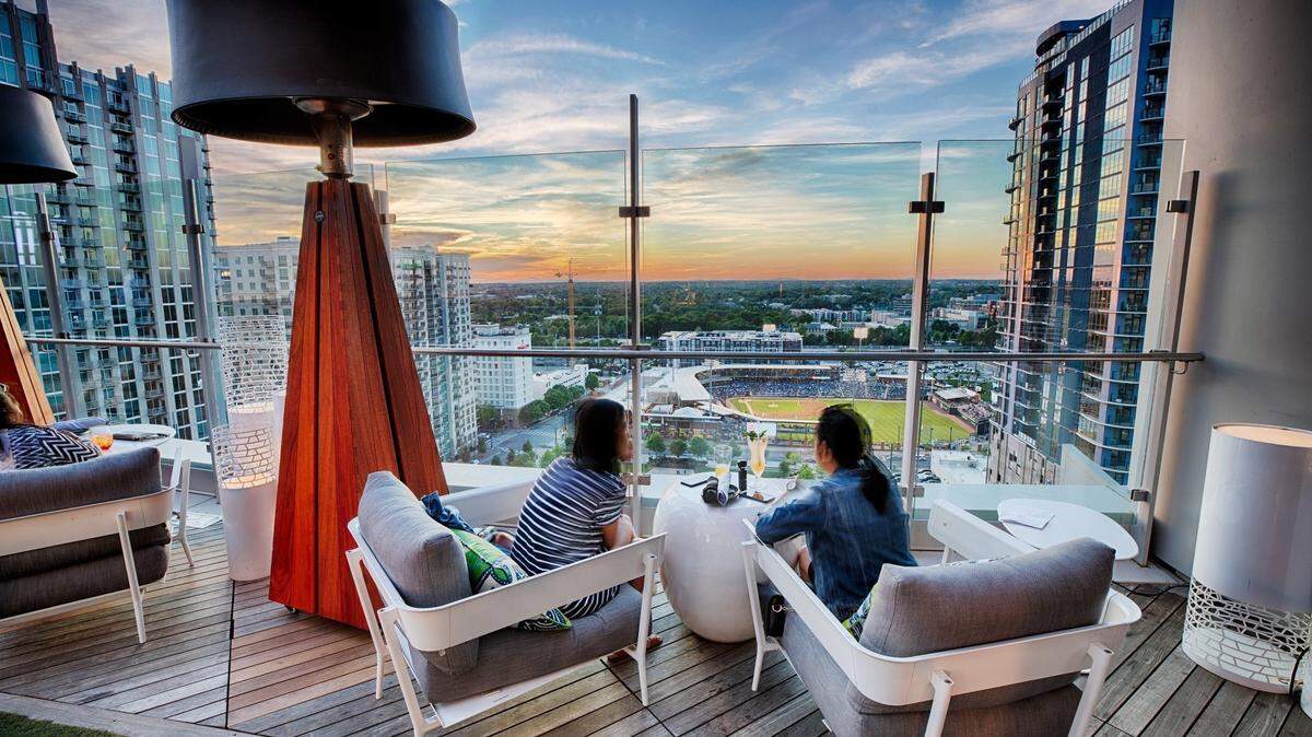 Merchant & Trade offers a heated rooftop terrace with stunning city views.