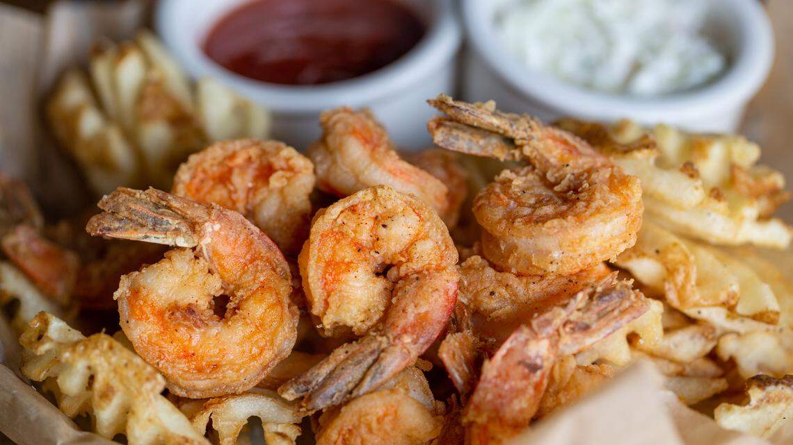 Shrimp and waffle fries at the Gibson.