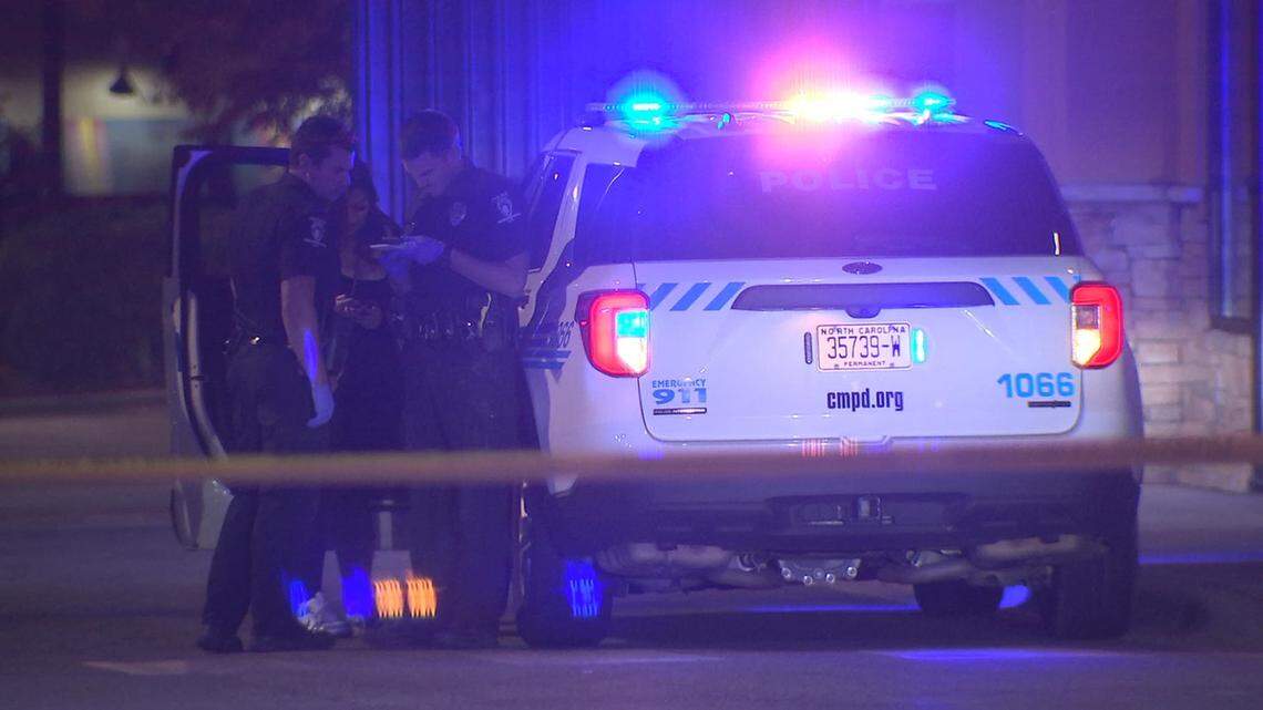 Charlotte-Mecklenburg police investigate a fatal shooting outside a restaurant near Northlake Mall on Tuesday, October 4, 2022.