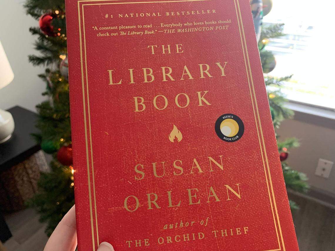 A copy of “The Library Book” by Susan Orlean.