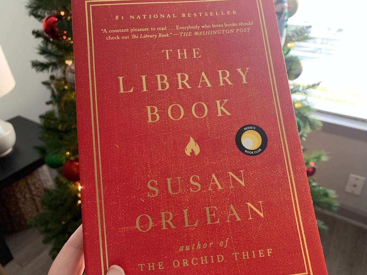A copy of “The Library Book” by Susan Orlean.