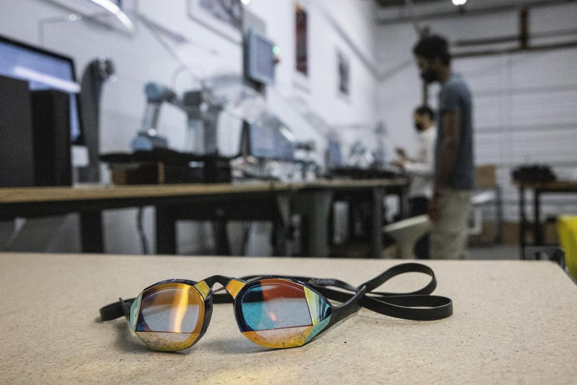 A pair of custom-fit swim goggles manufactured by THEMAGIC5 in Charlotte. The company will appear on ABC’s “Shark Tank” on Friday.
