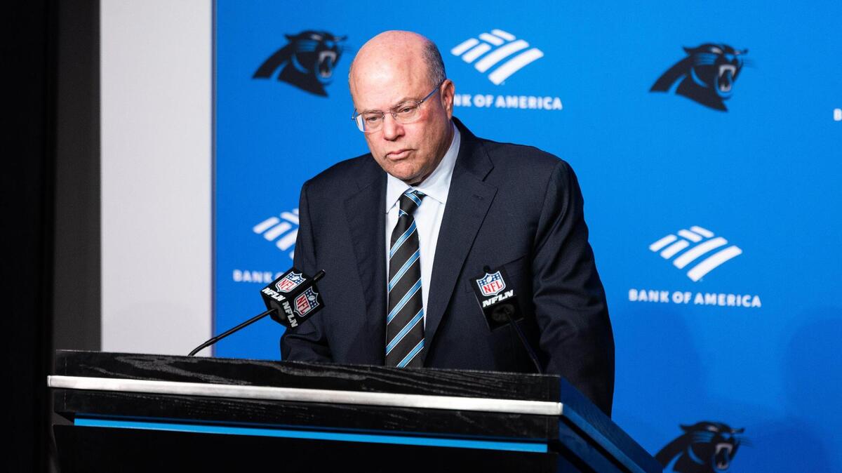 Carolina Panthers owner David Tepper speaks during Tuesday’s press conference.
