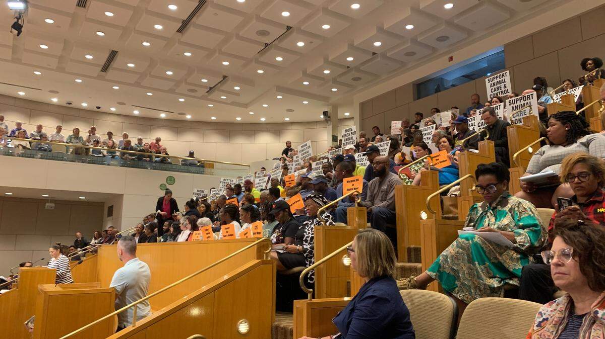 Charlotteans gathered at the Charlotte-Mecklenburg Government Center Monday to share their thoughts on the city’s proposed fiscal year 2025 budget with City Council members.