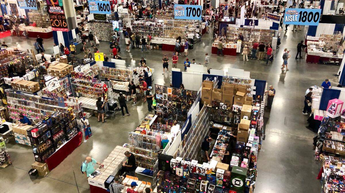 Crowds flock to the opening day of the recent HeroesCon in the Charlotte Convention Center.