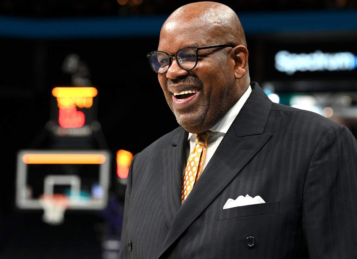 Former NBA star Cedric Maxwell at Spectrum Center in Charlotte, NC on Monday, January 16, 2023. Maxwell starred in the NBA for the Boston Celtics, Houston Rockets and Los Angeles Clippers. Maxwell now works in radio broadcasting announcing Celtics games.