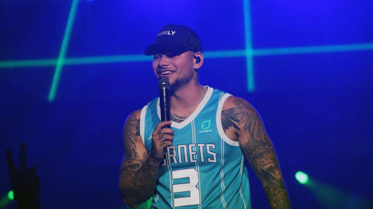 Kane Brown performing at the Spectrum Arena in Charlotte, NC on December 4, 2021.