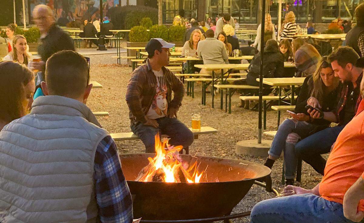 Old Mecklenburg Brewery’s Weihnachtsbock (Christmas Bock) — is best enjoyed outdoors by the fire pits.