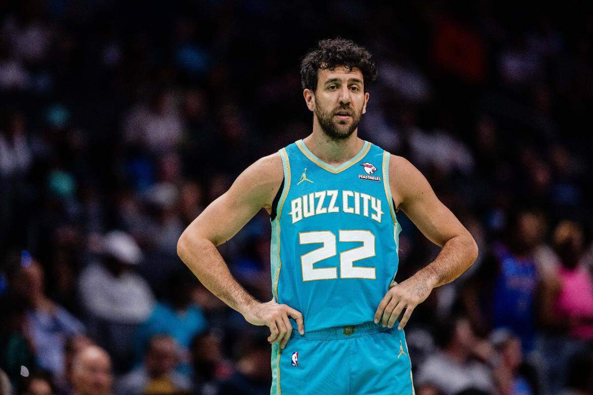Charlotte Hornets guard Vasilije Micic (22) during the second quarter against the Oklahoma City Thunder at Spectrum Center.