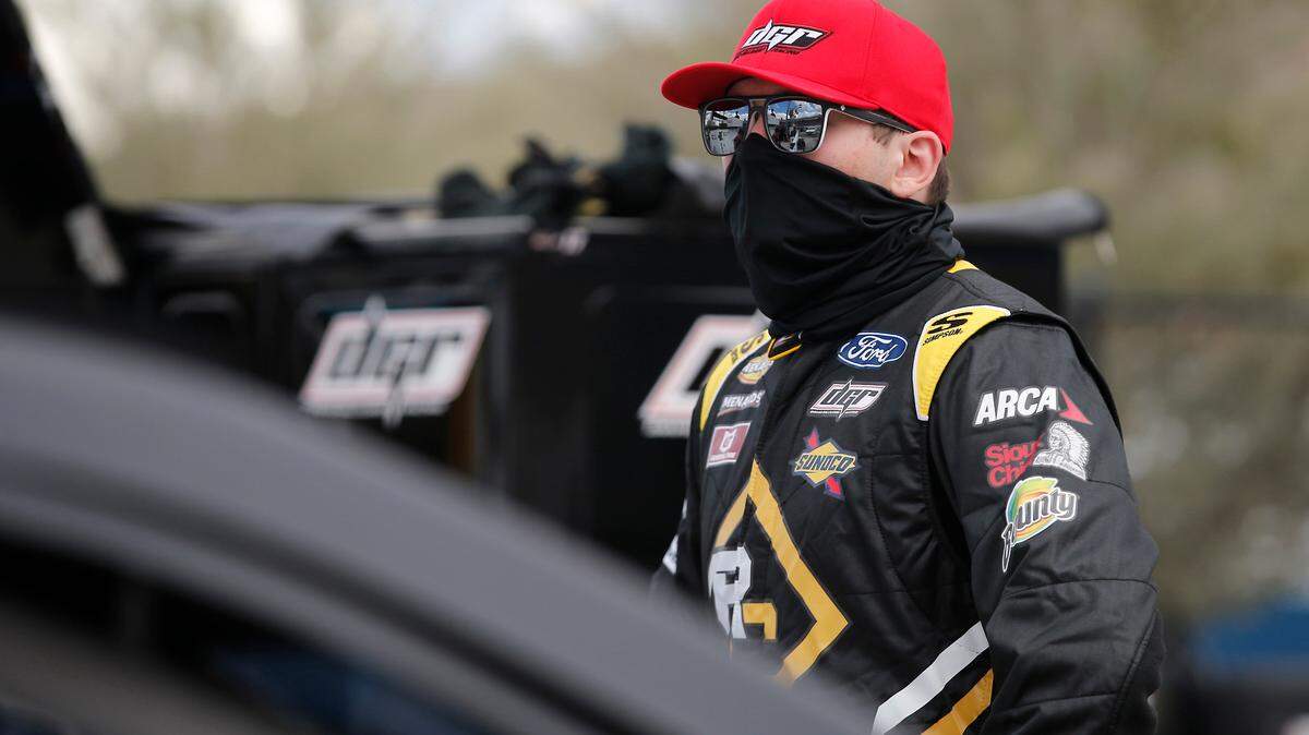 NASCAR driver Taylor Gray at ARCA race in Phoenix. Gray drives the No. 17 Ford for DGR-Crosley.