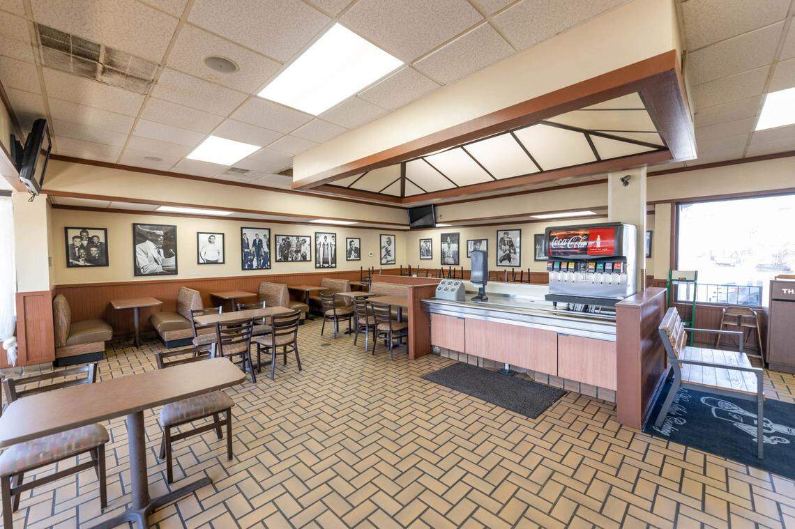 The decor inside Floyd’s Restaurant on Graham Street highlights Black musicians.