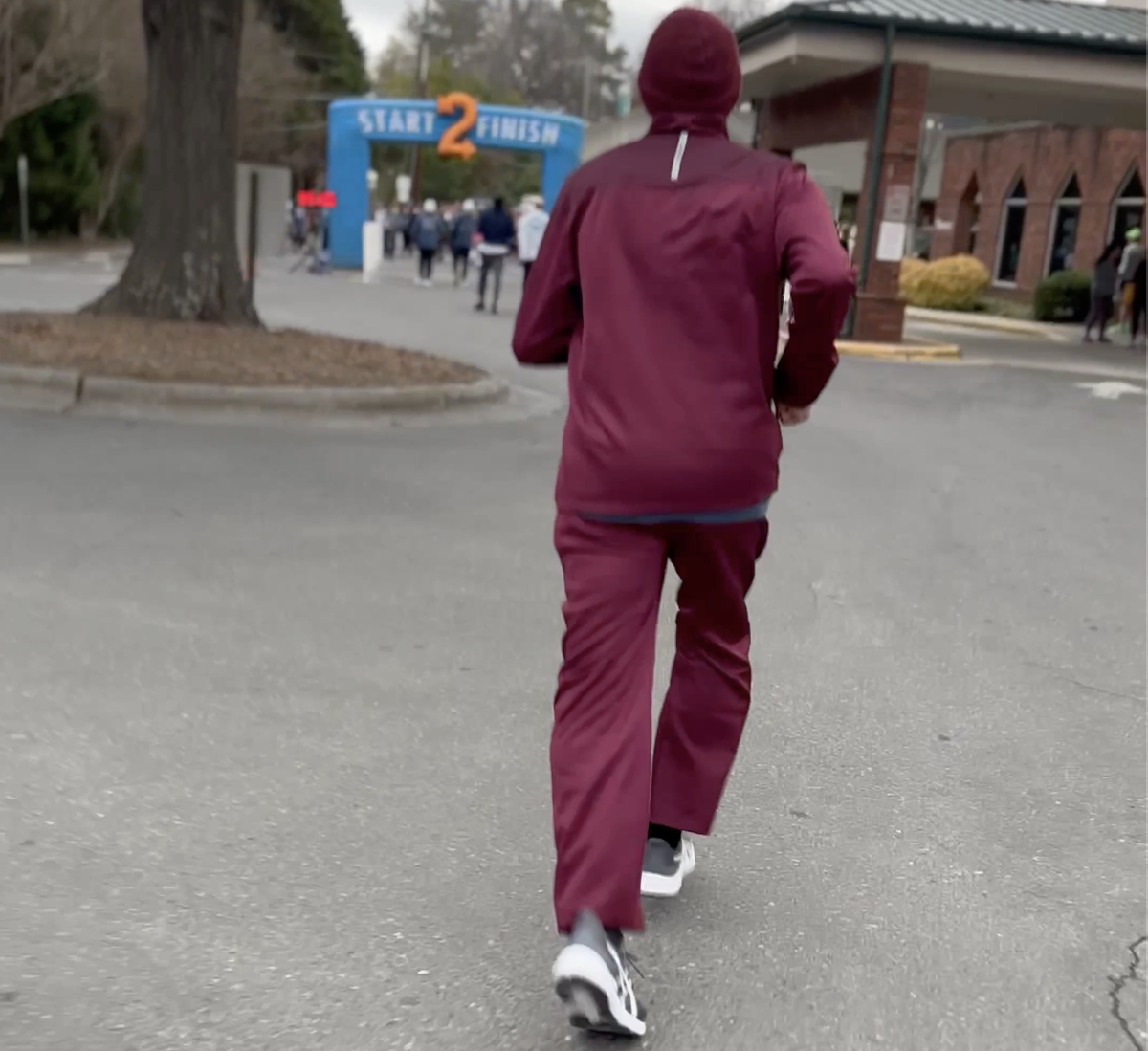 Kelvis Reid runs toward the finish line of this past February’s Cupid’s Cup 5K race, which he finished in under 51 minutes.