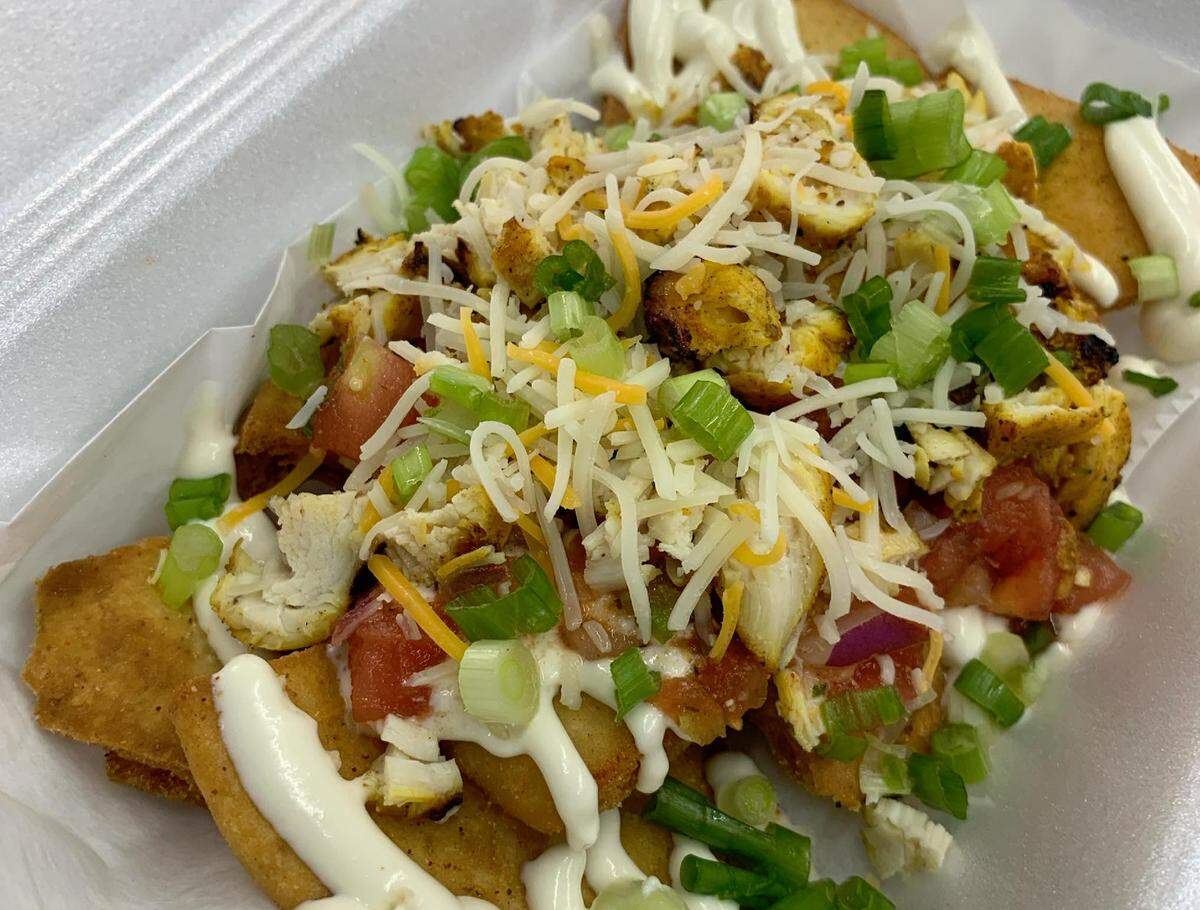 Chickpeasy on Wheels’ Chicken Pita Nachos.