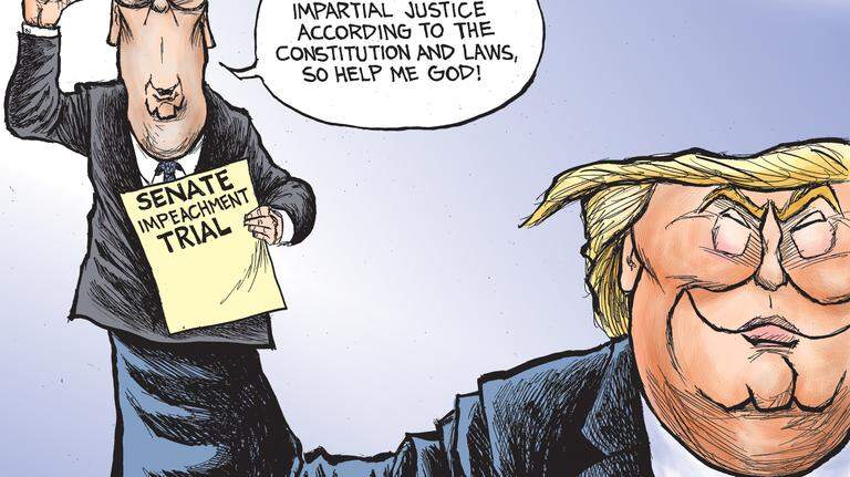 Kevin Siers cartoon: Mitch McConnell’s impeachment oath