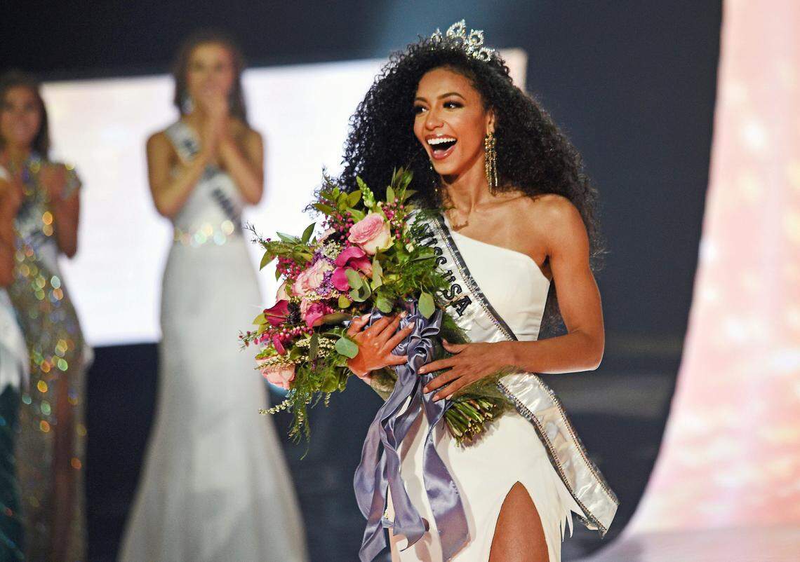 Miss North Carolina Cheslie Kryst wins the 2019 Miss USA final competition in the Grand Theatre in the Grand Sierra Resort in Reno, Nev., on May 2, 2019. Kryst, a correspondent for the entertainment news program “Extra,” died Jan. 30, 2022.