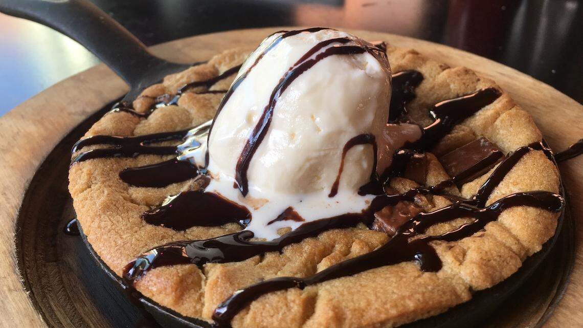 A skillet cookie with vanilla ice cream and chocolate syrup is $7 at Rosemont.