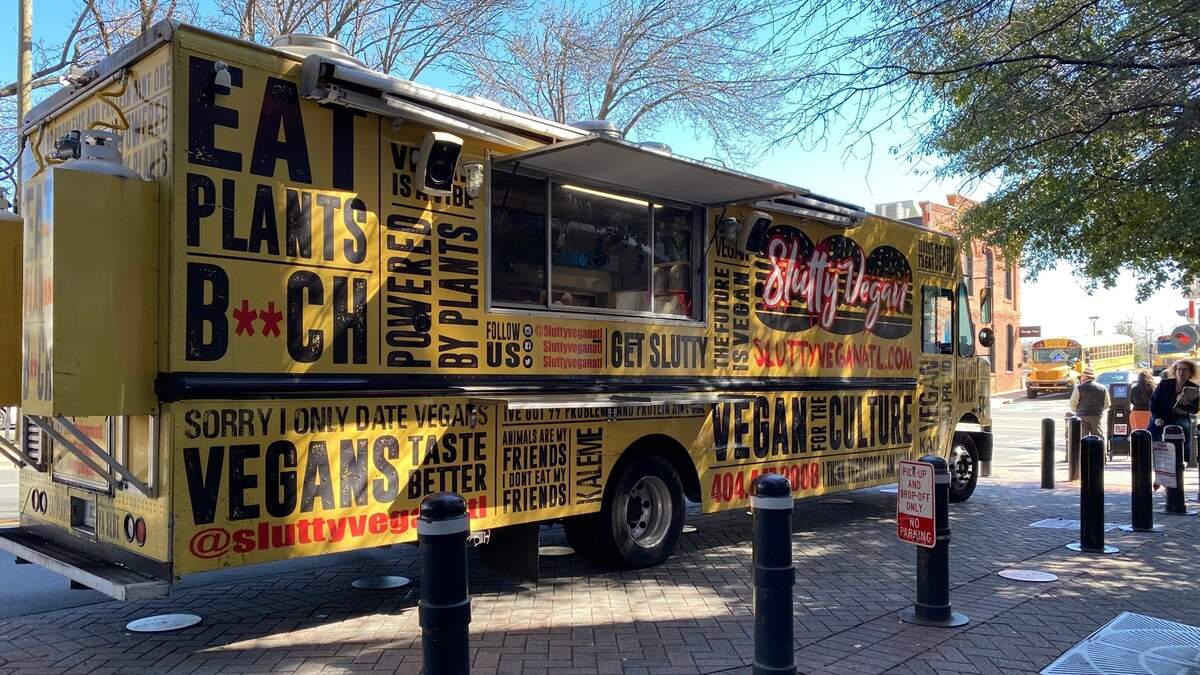 This photo shows Slutty Vegan food truck’s visit to Charlotte in February 2020. The Atlanta-based vegan food truck will be at Camp North End this weekend.