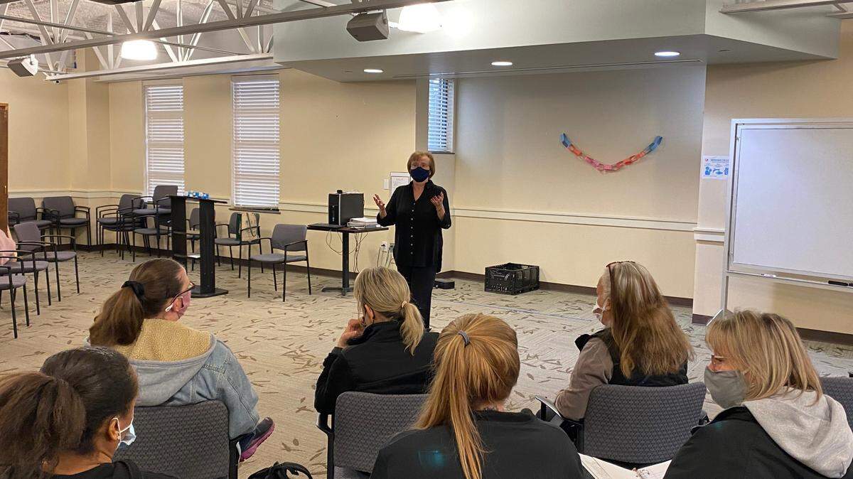 Cathy Pickens began teaching the “Cathy Create” class after Dove’s Nest program director Barbara Thomas reached out to her two years ago, believing that creativity would help the residents develop skills to help their addiction recovery.