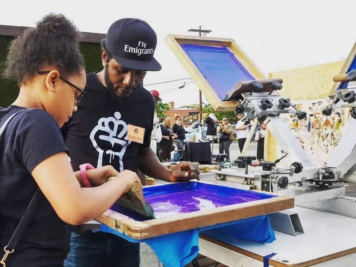 Entrepreneurs Eric Ndelo and Taj Polite run MacFly Fresh Printing Co.