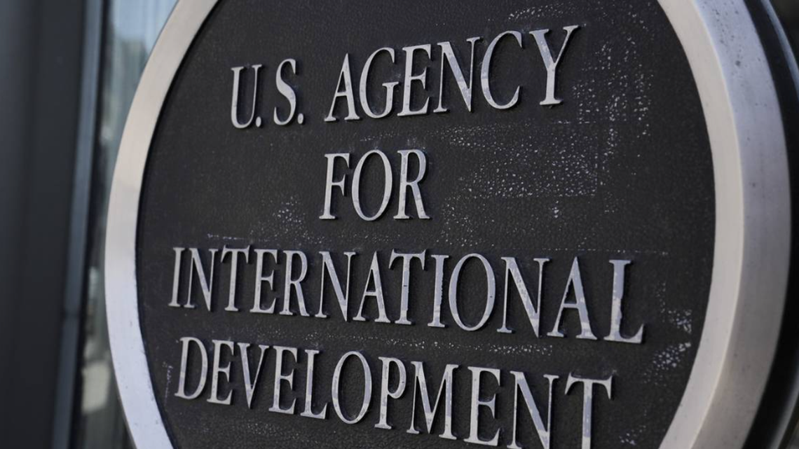 The seal of the US Agency for International Development (USAID) headquarters in Washington, DC, Monday, February 10, 2025.
