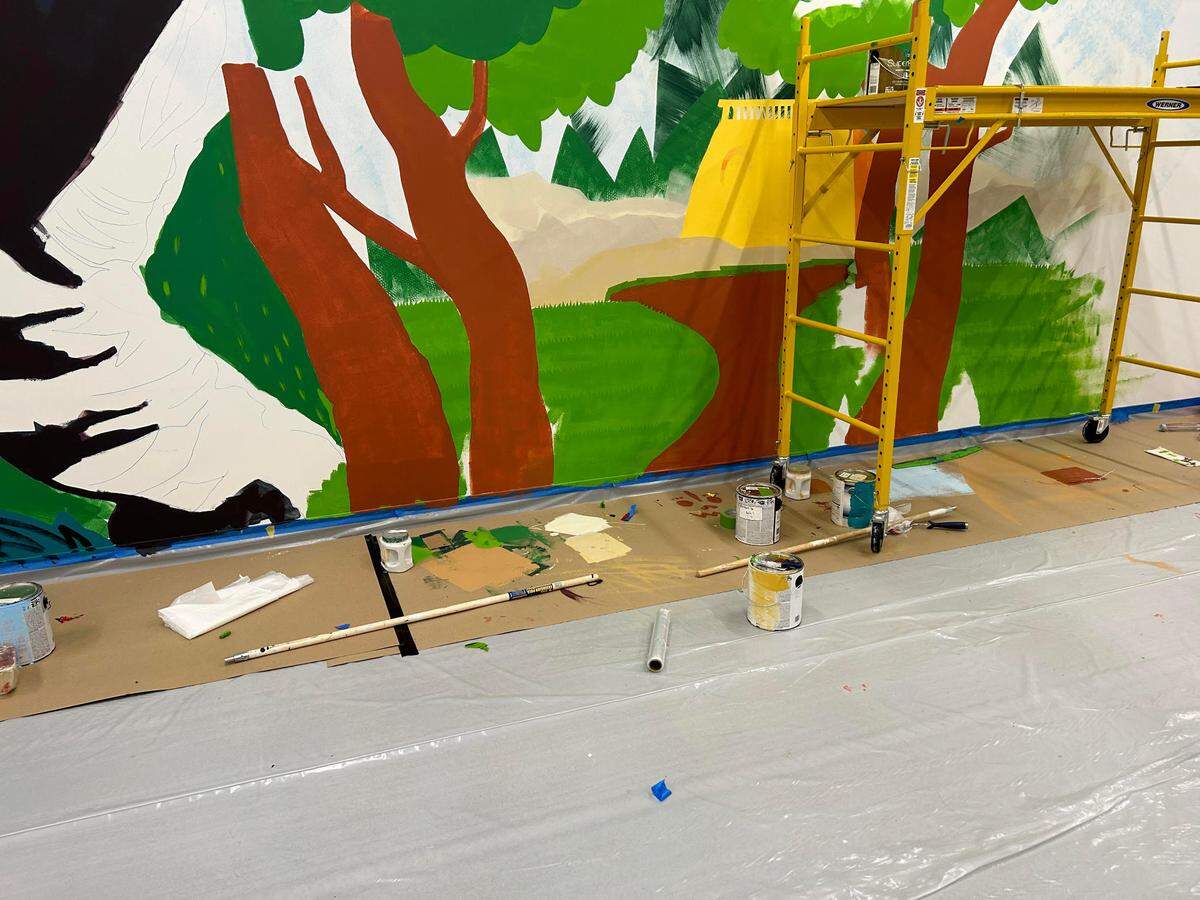 The half-finished mural at Mint Museum Uptown is by Charlotte artists Arko and Dammit Wesley, offering an updated take on the work of Pablo Picasso. It’s part of the community related projects tied to the museum’s “Picasso Landscapes: Out of Bounds” exhibition.