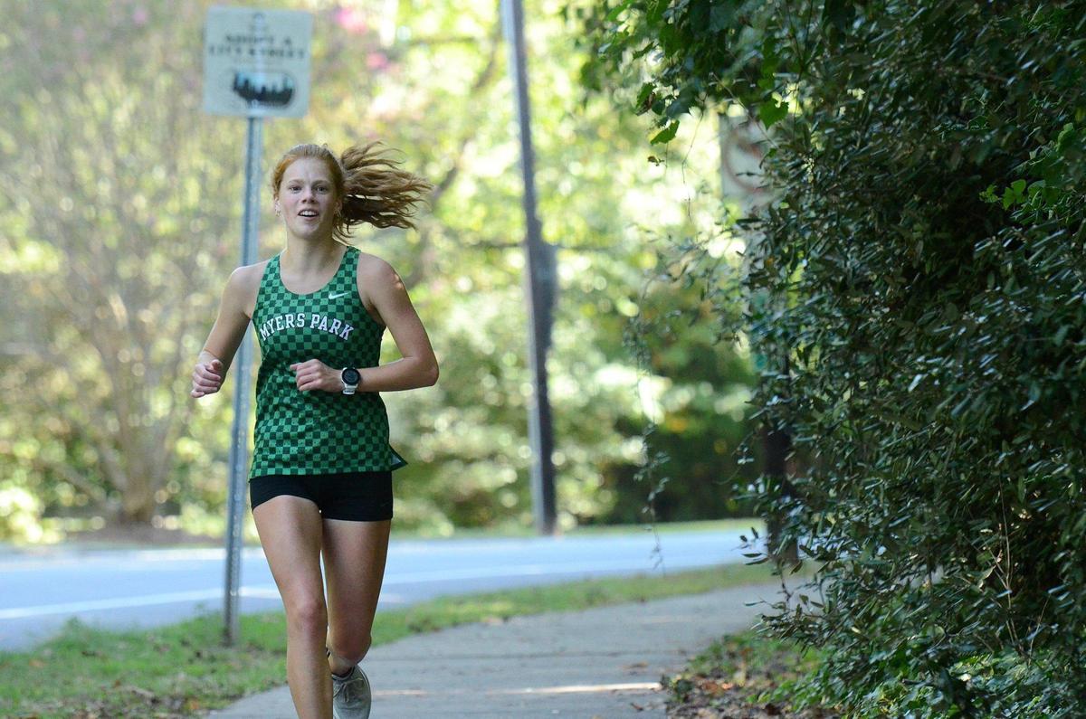 Myers Park High School cross-country runner, Mary Bonner Dalton, 18, a senior, is one of the best in her sport nationally. She was photographed in practice at the school on Monday, Oct. 2, 2023.