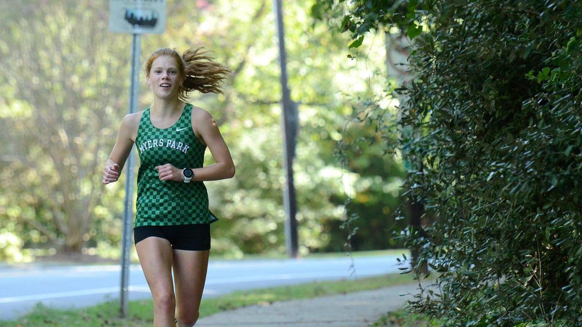 Myers Park High School cross-country runner, Mary Bonner Dalton, 18, a senior, is one of the best in her sport nationally. She was photographed in practice at the school on Monday, Oct. 2, 2023.