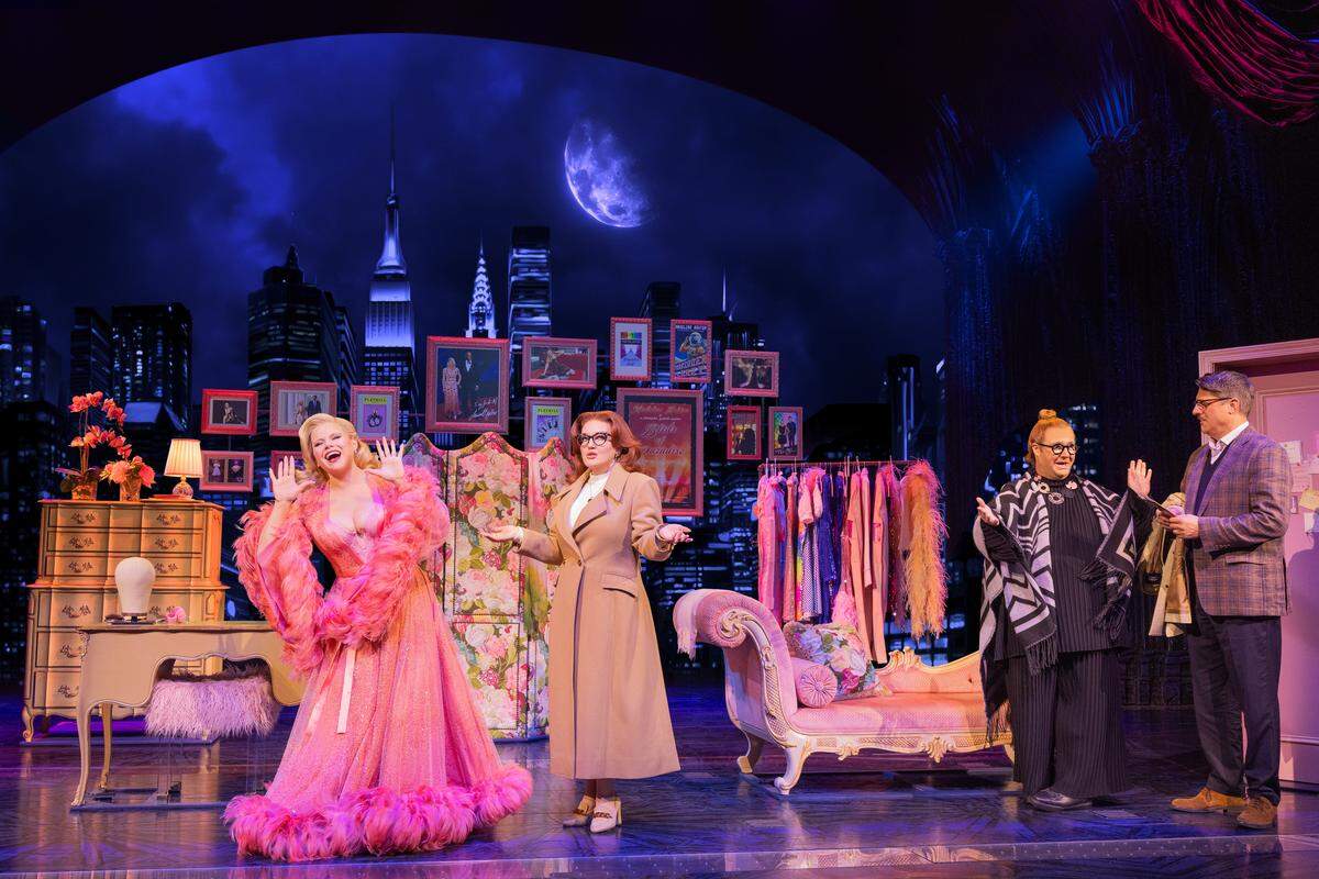 Megan Hilty, Jennifer Simard, Josh Lamon and Christopher Sieber in the original Broadway cast of “Death Becomes Her.” The hit show is still playing on Broadway. Charlotte audiences get a chance to see it in February 2027.