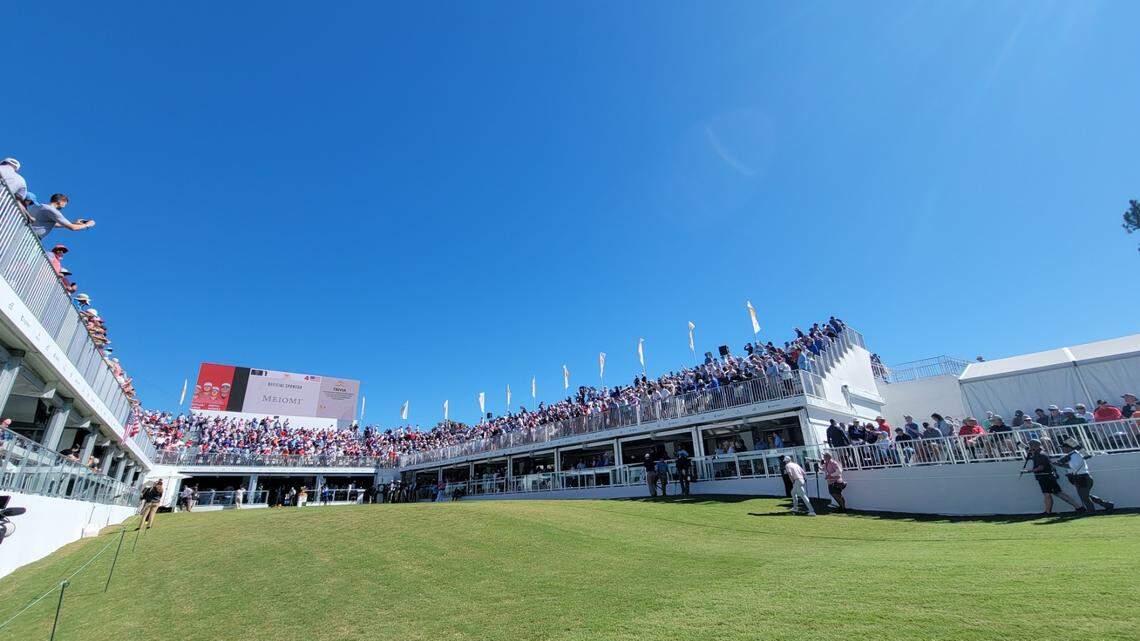 Fans gather at for the start of Day 2 - Four-ball play between team USA an International at the Presidents Cup at Quail Hollow Club on Friday, Sept. 23, 2022 in Charlotte, NC.