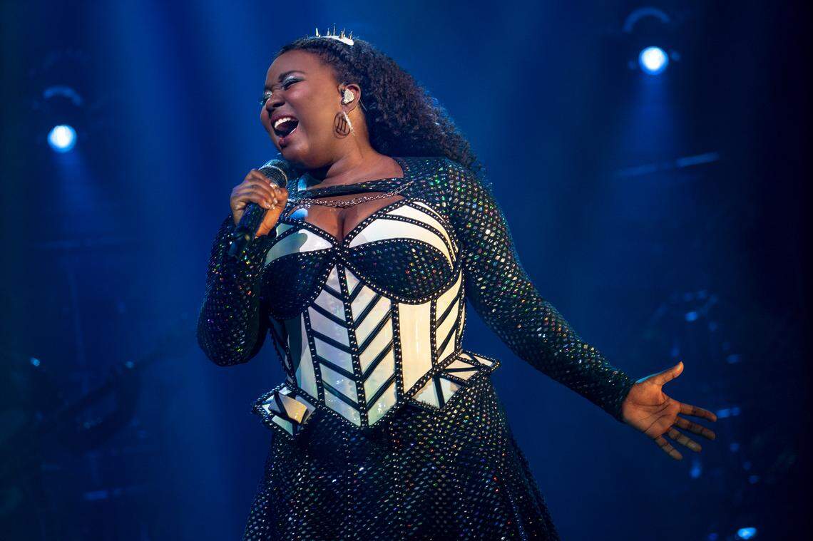 Union County native Amina Faye singing “Heart of Stone” as Jane Seymour in “Six” the musical.