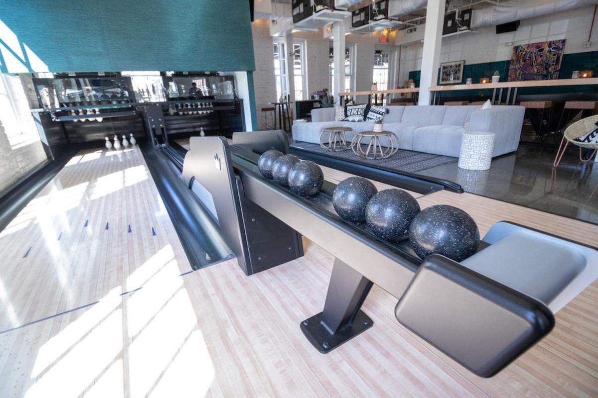 Bowling is among the games offered at El Thrifty Social Club.