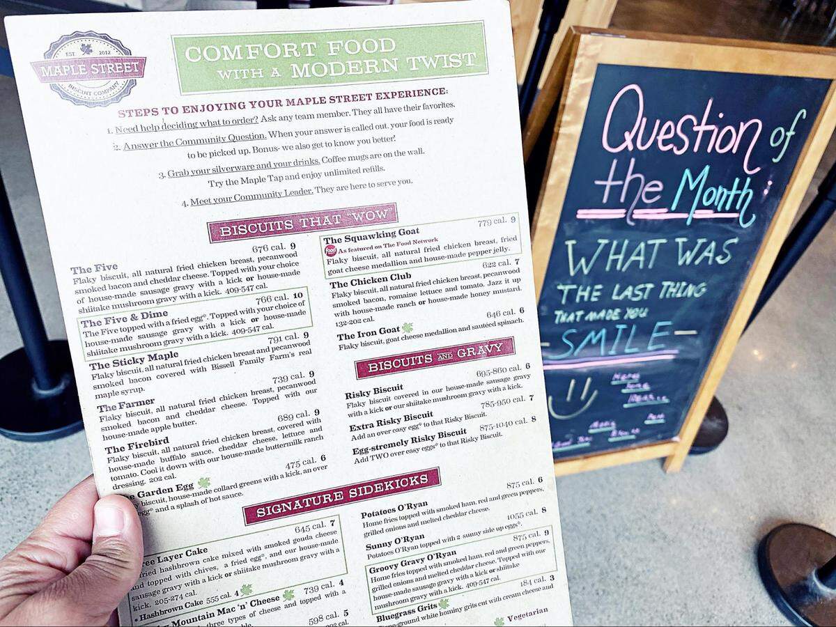 Maple Street Biscuit Company in Concord offers hearty food for reasonable prices.