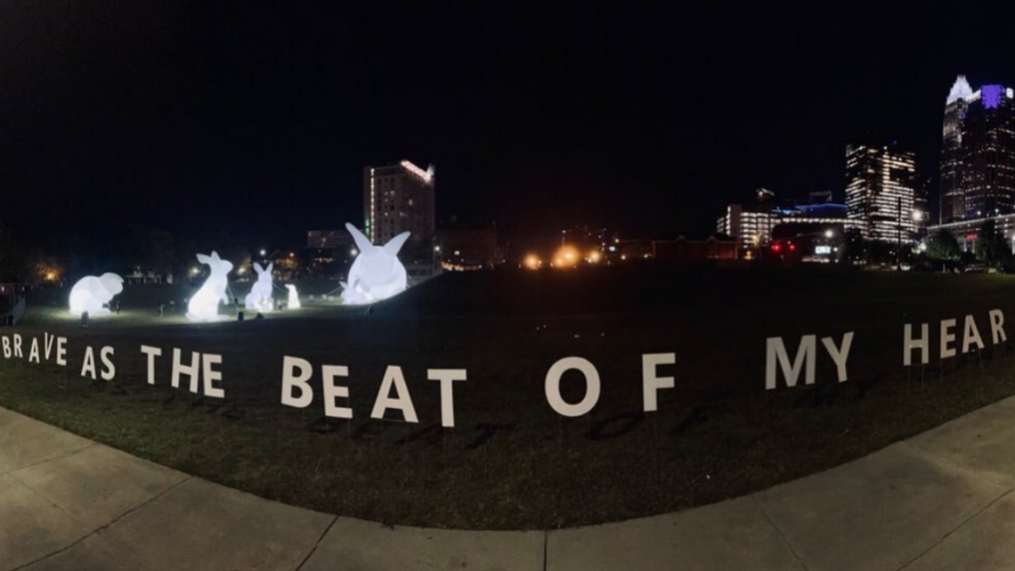 With help from local poets, musicians and writers, artist Luke Jerram’s “Of Earth and Sky” exhibit around uptown Charlotte involved large-scale installation of poetry, ideas and statements.