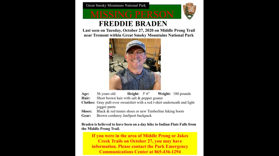 This is the poster issued for the missing hiker on Wednesday