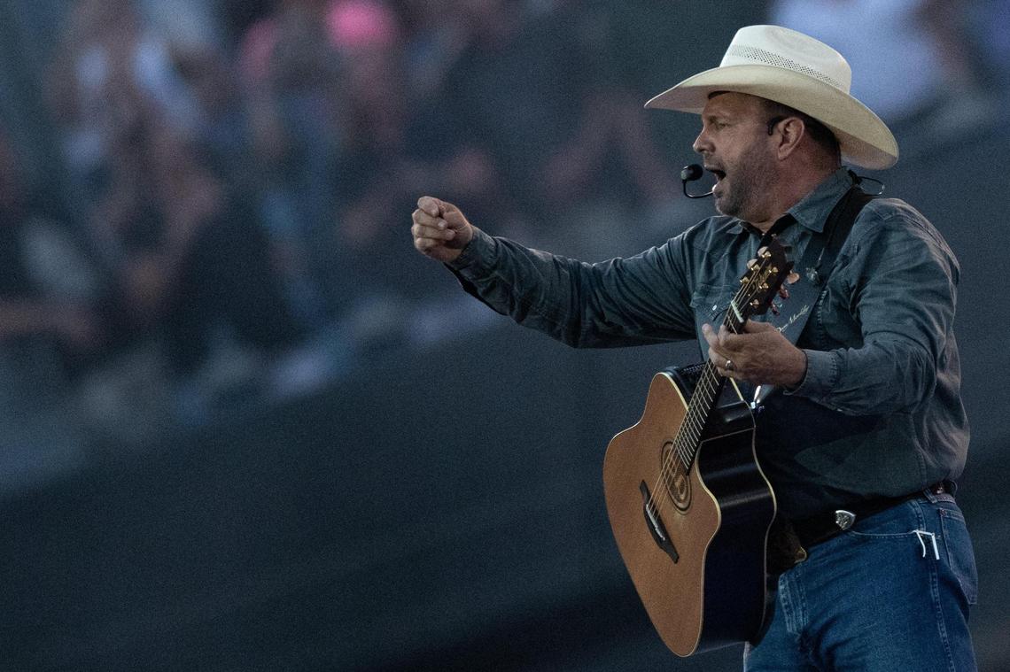 Garth Brooks performs live before a packed lower-bowl crowd at the Bank of America Stadium Friday, July 15, 2022.