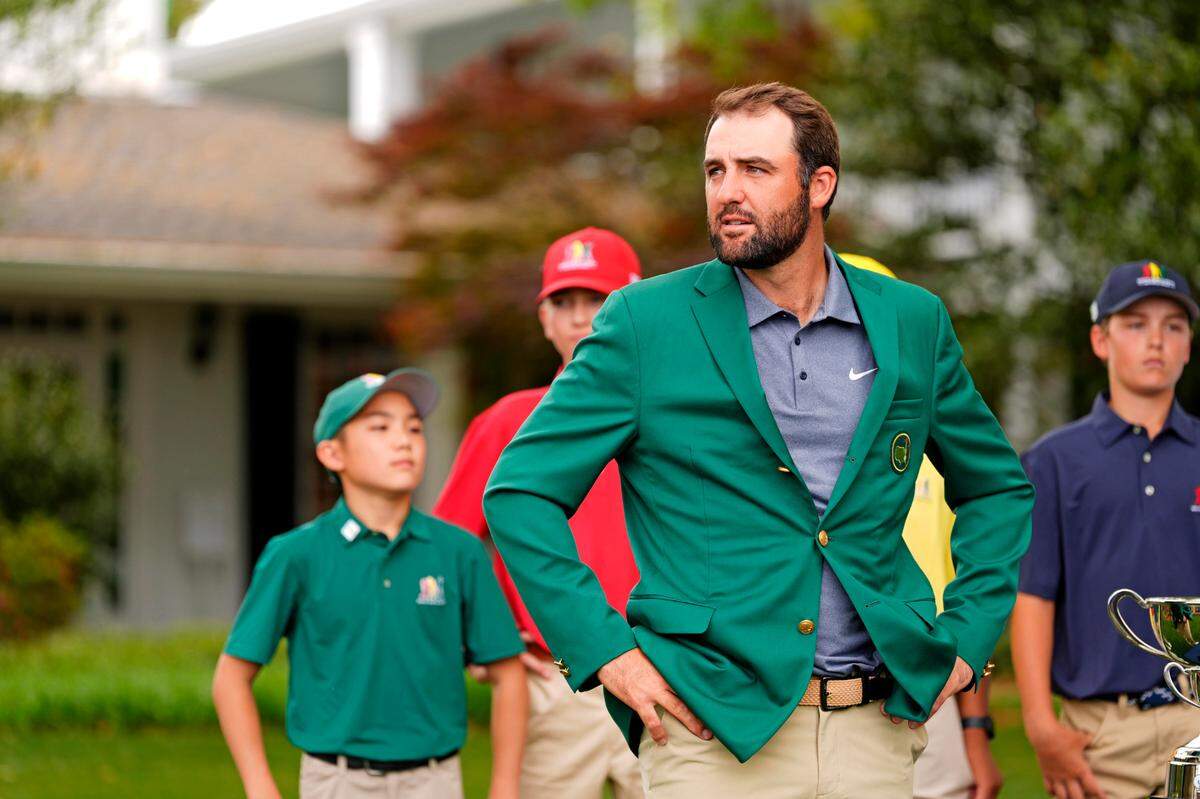 Masters Champion Scottie Scheffler during the Drive, Chip & Putt National Finals on Sunday at Augusta National Golf Club.